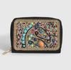 Bohemian Style PU Zipper Card Holder & Coin Purse with Butterfly and Flower Design