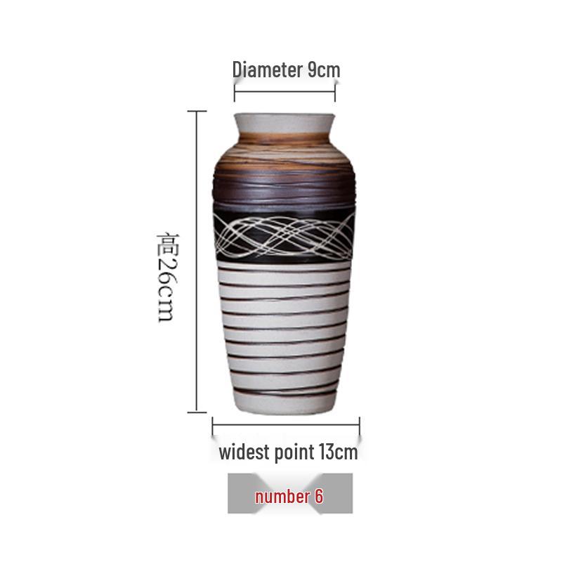 Modern Minimalist Chinese Pottery Vase for Floor Standing Dried Flower Arrangements