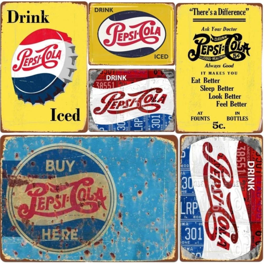 Vintage Pepsi Metal Tin Signs - Classic Art Posters, Nordic Style Wall Decor for Home Kitchen Club Pub