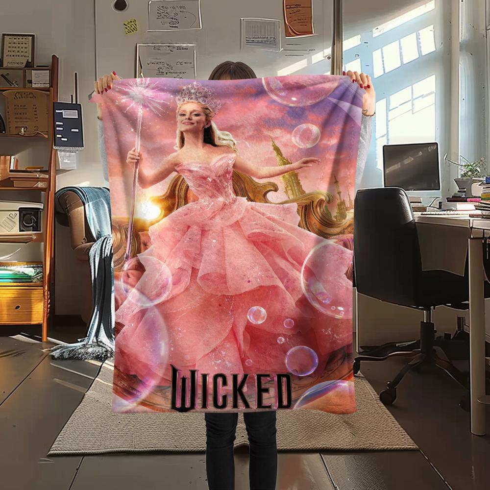 1PC WICKED Print Flannel Blanket, High Quality Comfortable for All Seasons, Home Decor, Warmth and Comfort, Perfect for Christmas Gifts