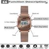 Skmei Women Bracelet Dress Watches Luxury Brand Stainless Steel Strap Fashion Waterproof Digital Chronograph Wristwatch