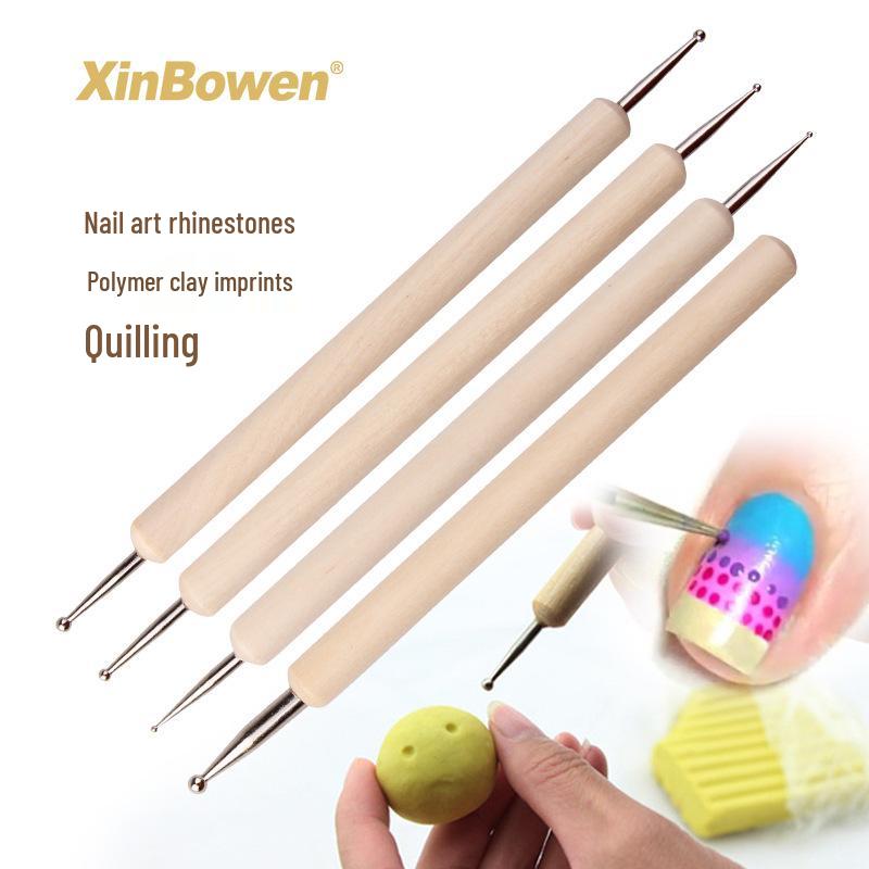 4-Piece Polymer Clay & Nail Art Dotting Pen Set: Indentation & Scoring Tools for Pottery & Quilling
