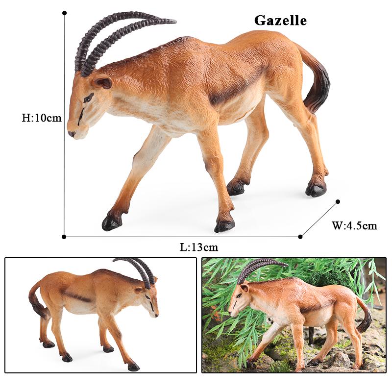Oenux African Wild Animals Lion Tiger Yak Antelope Crocodile Zebra Black Panther Model Figurines Home Decoration Toy Kids Gift