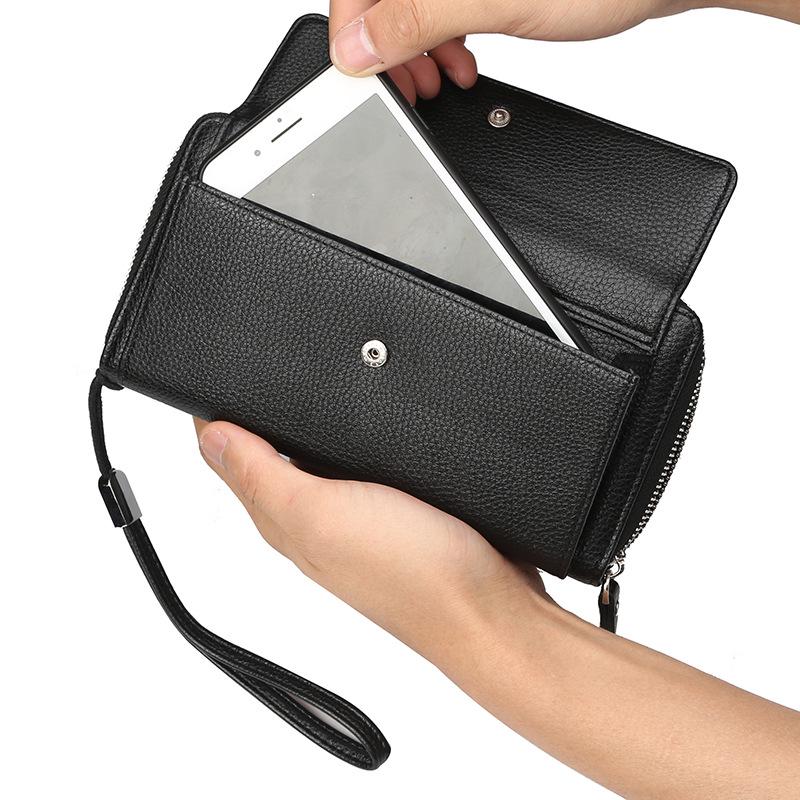 Men's Large Capacity Business Clutch Wallet with Zipper and Multi-Card Slots - High-End Trendy Handbag
