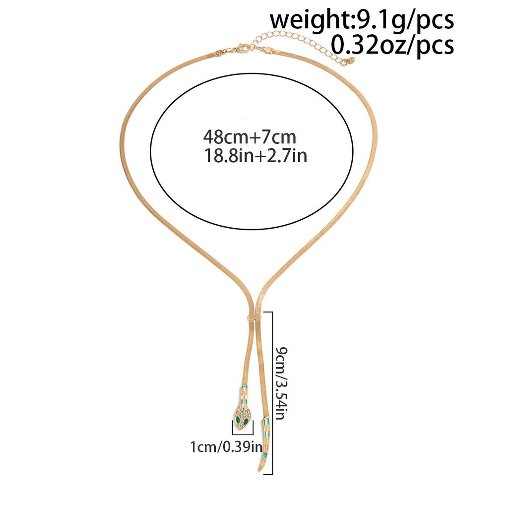 Fashion Sense Flat Snake Braided Alloy Necklace Simple Tassel Snake Head Pendant Collar Bone Chain Premium Sense Commuter Party Womens Necklace