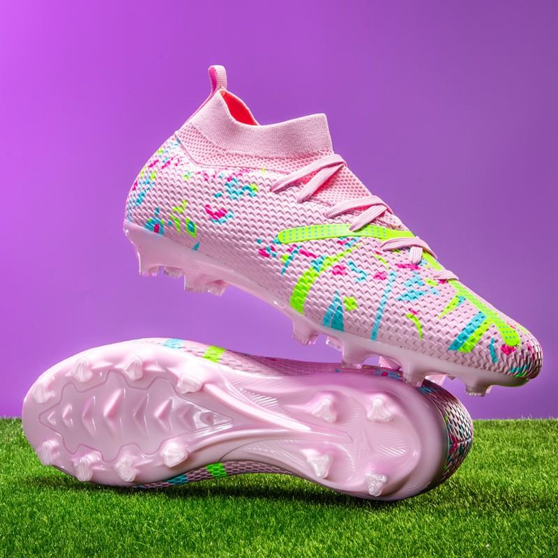 Mens Football Cleats Hard Ground Turf Grass Training High-Top Lace-Up Rubber Sole AG TF Studs