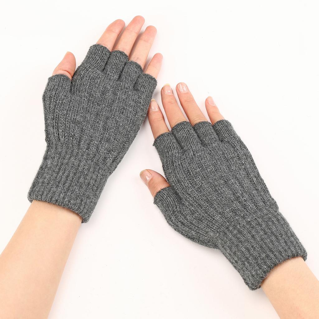 Neue Herren- und Damen Herbst- und Winter-Fäustlinge mit geteilten Fingern, halbfingerfrei, Finger freiliegend, warm und kältefest, gestrickte Hand- und Armstulpen