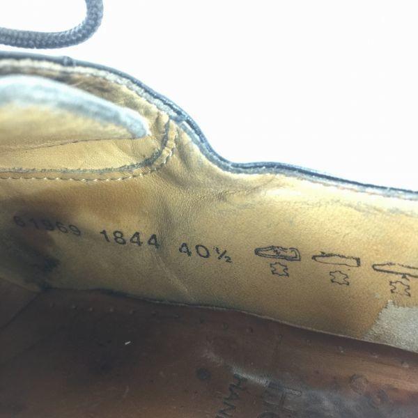 80s-90s Vintage Heyraud French Handmade Straight Tip Shoes Black Size 40.5 25.0-25.5(USED)
