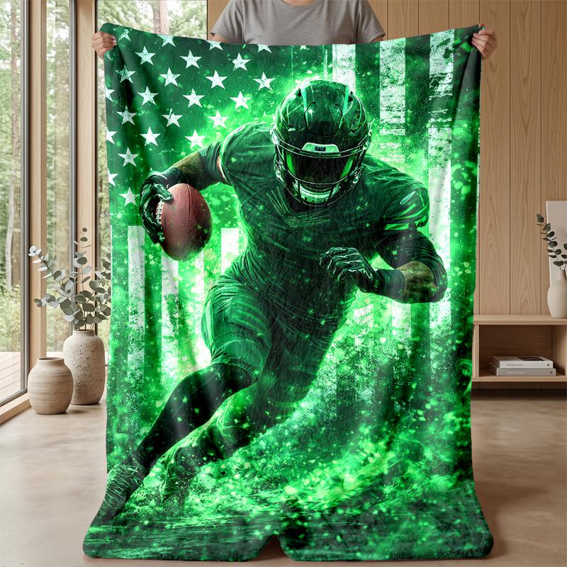 American Football Helmet blanket Personalized Name Flannel Blanket Soft Cozy Plush Throw for Sofa Bed Lightweight Home Decor