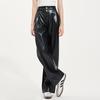 Women's High-Waisted Pleated Wide-Leg Faux Leather Pants