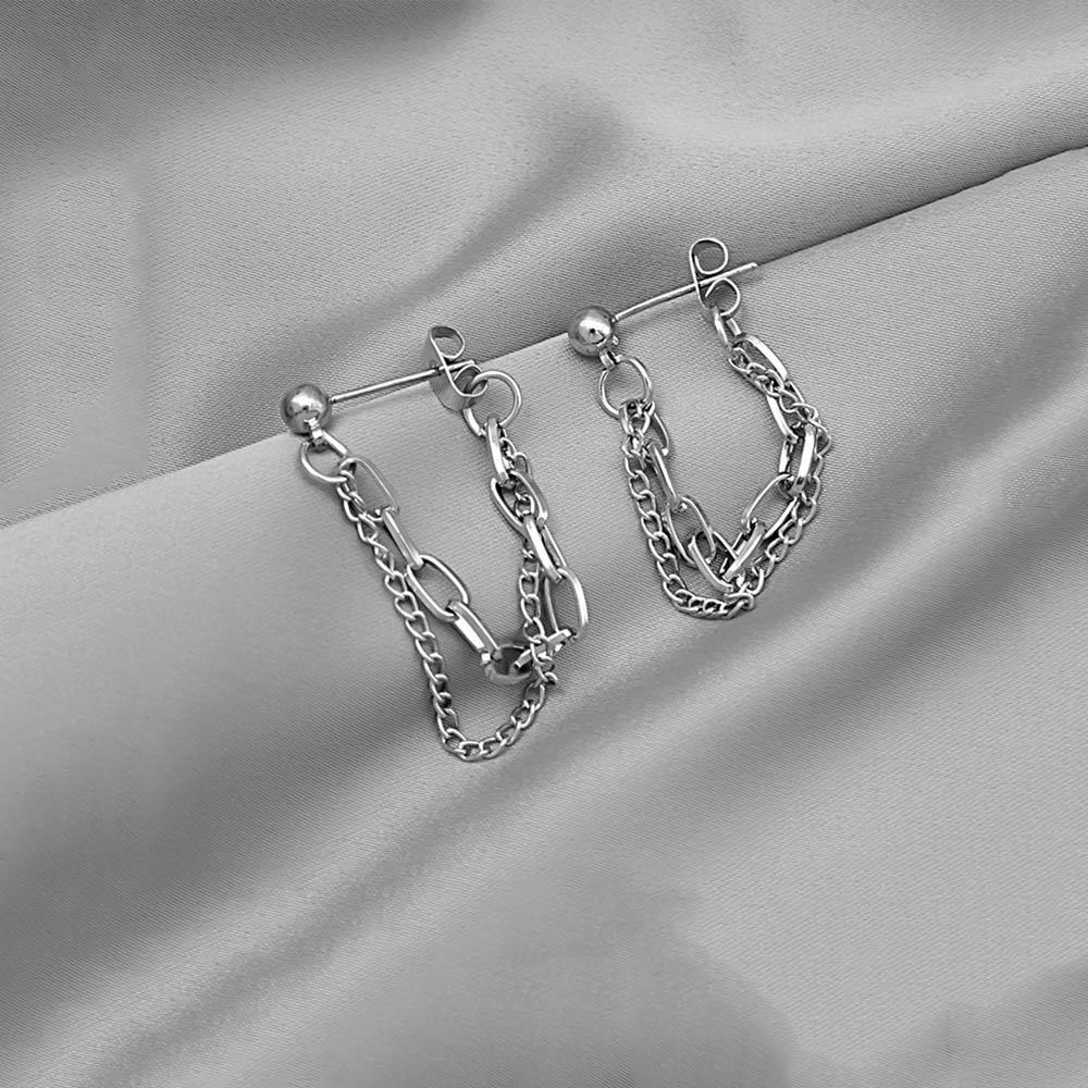 Punk metal Long Chain Earrings For Women Tassel Jewelry Simple Metal Stud Earring Boucle DOreille
