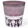 Mizukage Kiriko Glass Purple Sashiko Design with Bottom Bisho Current Model J-kitchens Cup, 85xH90mm, 260cc, Carving,