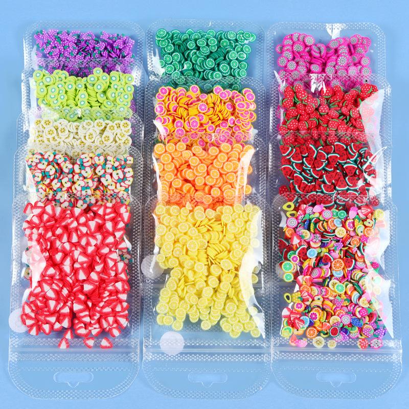 10G 3D Fruit Series Soft Clay Slice Strawberry Lemon Nail Glitter Nail Art Deco Design DIY Nail Art Supplies