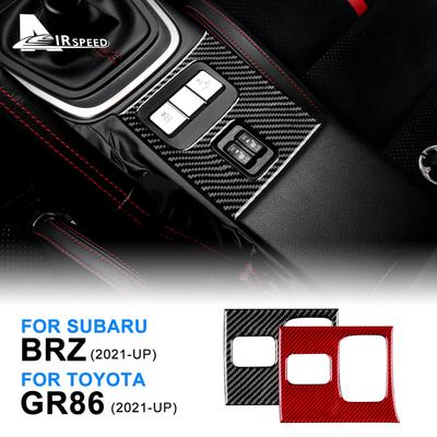 Autocollant Bouton Chauffant Siège en Fibre de Carbone Véritable Pour Subaru BRZ Toyota GR86    2024 Garniture Intérieure Accessoires Style de Voiture