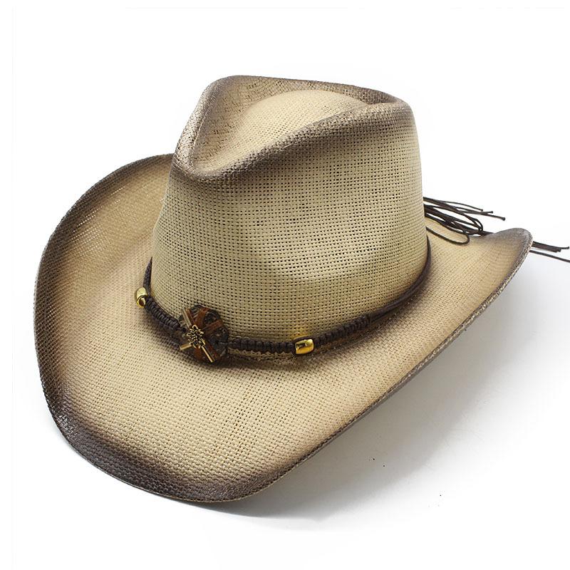 Spray Painted Cowboy Straw Hat Personalized Characteristic Hat Handmade Western Cowboy Hat Ethnic Sun Hat