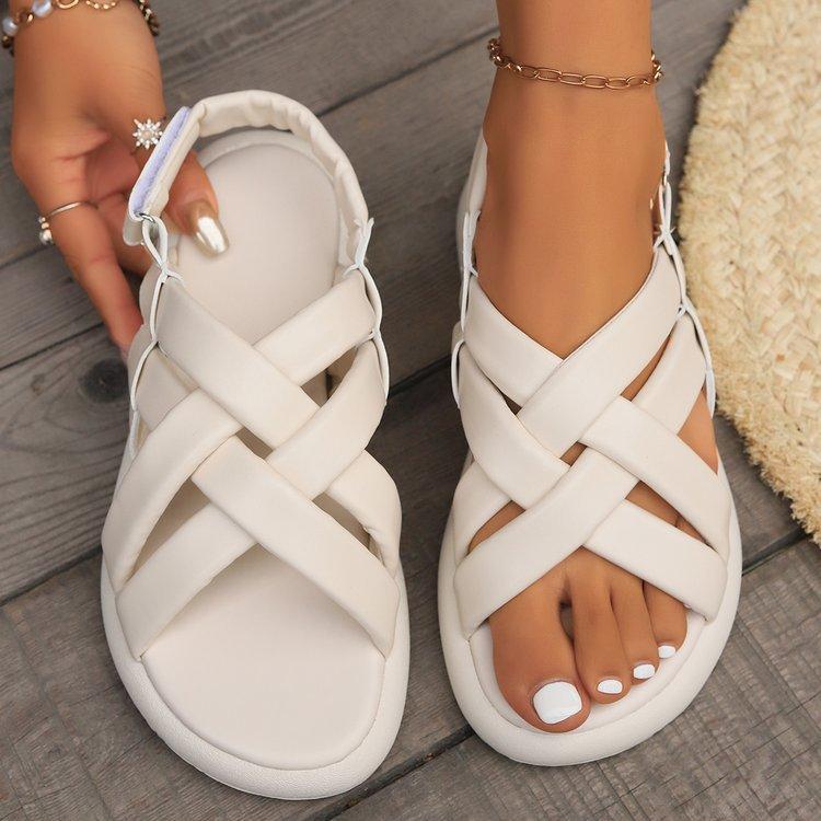 Fashion Wearing Sandals for Women New Korean Version for Summer 2024 New Popular Roman Fairy Style Flat Bottomed Student Line Sandals