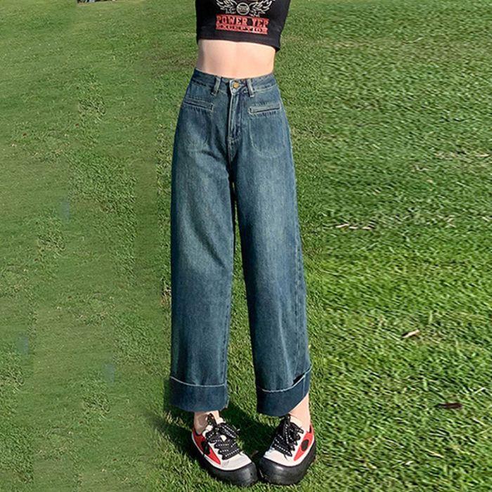 

Джинсы прямые длиной до щиколотки женские летние тонкие голубые с высокой посадкой драпирующиеся узкие брюки широкие от бедра ретро уличный стиль мешковатые джинсы для леди 4XL