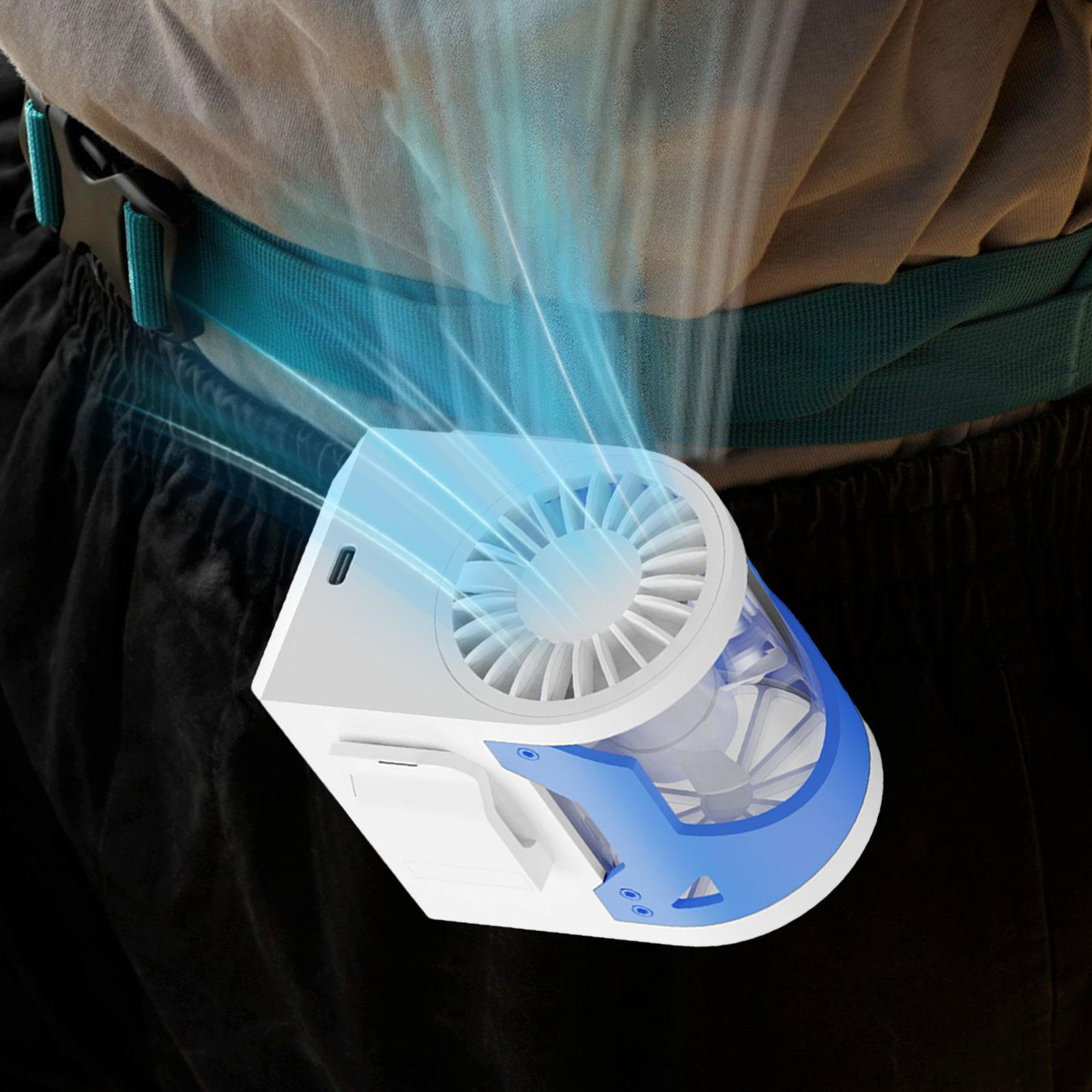 

Personal Waist Clip Fan Hanging Portable Compact Wearable Cooling for White Blue