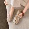 Krazing Pot Air Mesh Sheep Skin Flat with Crystal Beading Round Toe Jelly Shoes Embroidery Summer Size 42 Women Flats