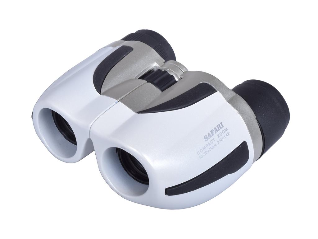 SIGHTRON SAFARI 10-30X21 Binoculars, Porro Prism Zoom, 10-30x Magnification, 21mm Aperture, Pearl White, SAB022WH