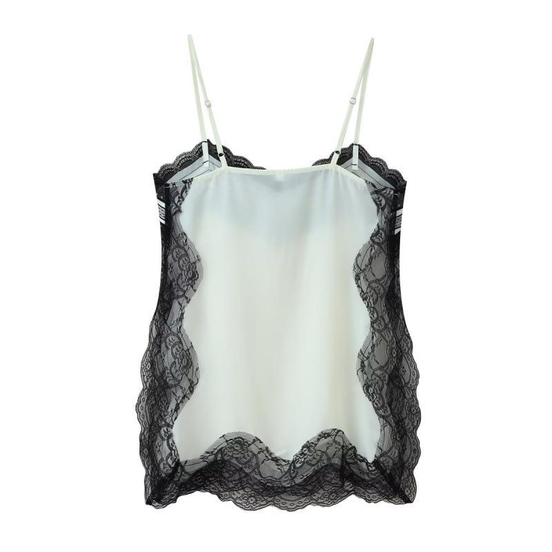 

European & American Women s Lace Lingerie Style Casual Fashion Top Medium чёрный/белый