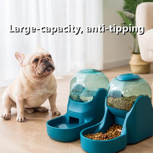 מאכיל מזין אוטומטי לחיות מחמד חדש בעל קיבולת גדולה כלבים חתול גורים מזרקת שתייה מזרקת האכלה אוטומטית סט מזין גרביטציה דלי לאחסון תבואה