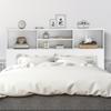 Testiera autoportante con contenitore, Accessorio per letto 4 scomparti a giorno, 140 x 19 x 103,5 cm, Bianco
