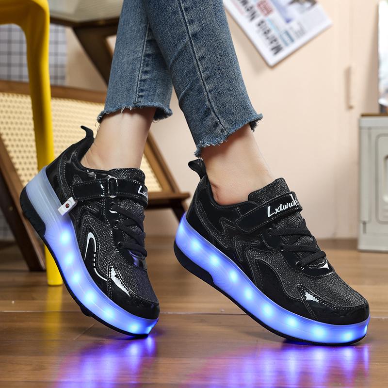 27-40 Kids's Lighting Sneakers Rubbing Shoes Boys's Shoes Solid Milky Patch Can Charging Lantern Shoes Glowing Sneakers with Charging