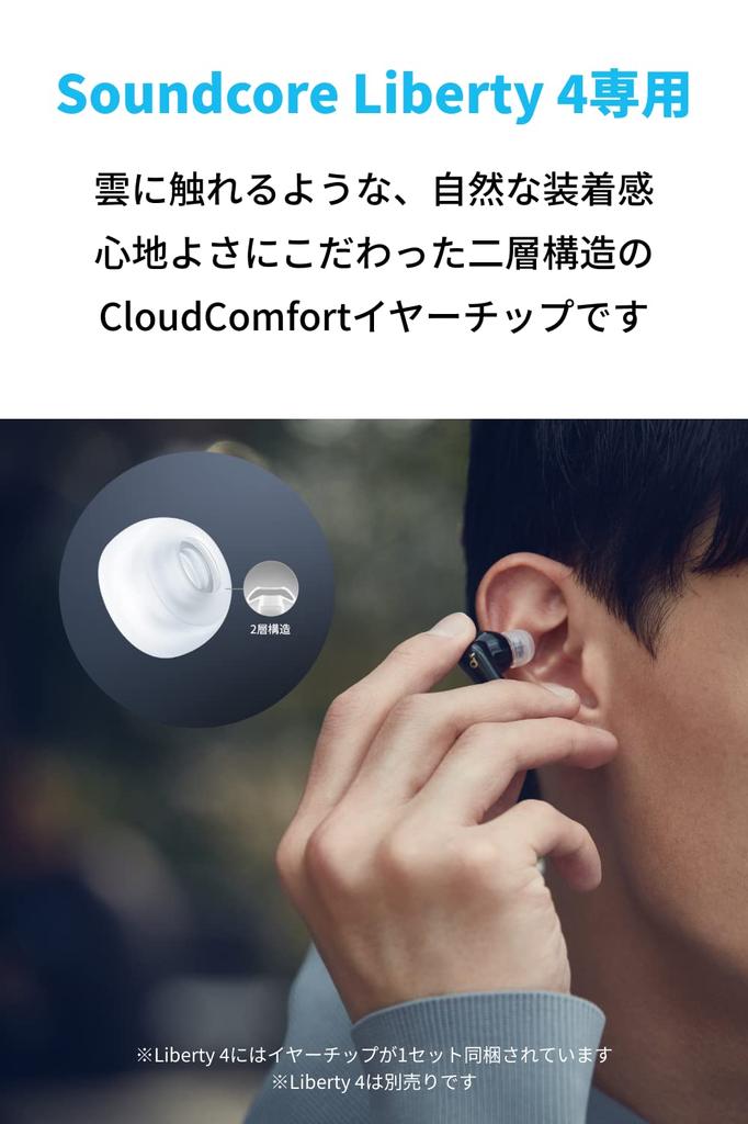 Ohrstöpsel für Anker Soundcore Liberty 4 Aufsätze für komplett kabellose Ohrhörer Silikonstruktur 4 je 1 Paar 8 Stück S M1 M2 L CloudComfort Ohr