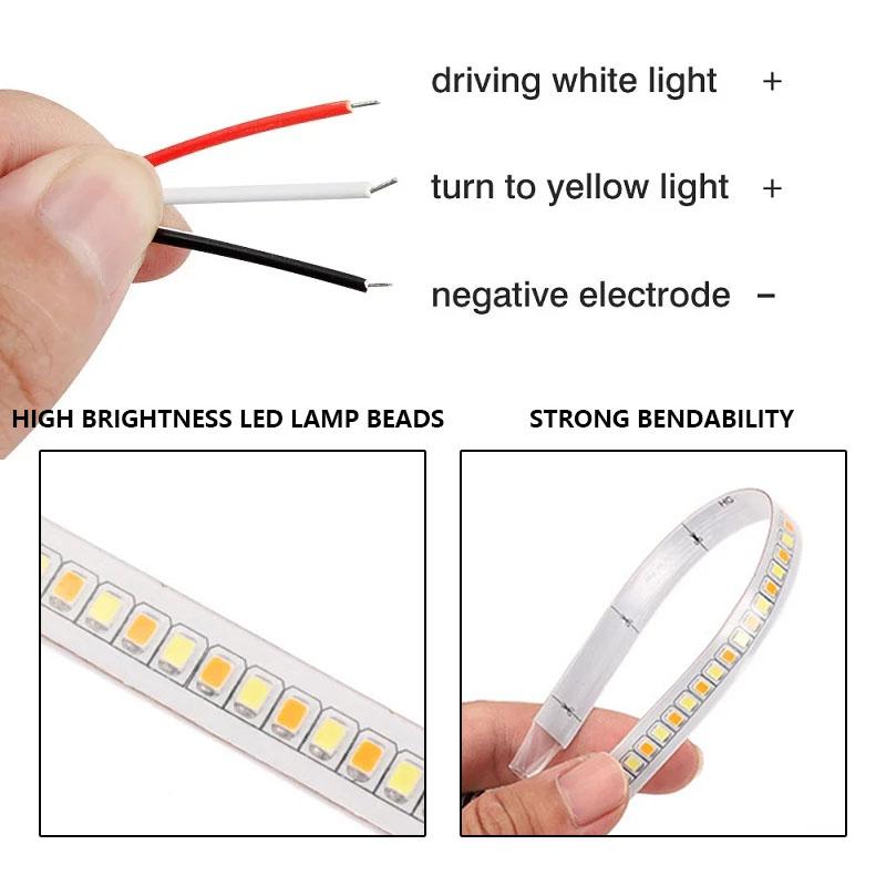 2Pcs Car Rearview Mirror Indicator Lamp DRL Streamer Strip Flowing Turn Signal Lamp Auto Headlight Strip Car Lighting 12V