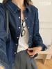 Spring Arrival Retro Layered Lapel Denim Shirt - Loose, Slimming Long Sleeve Outerwear