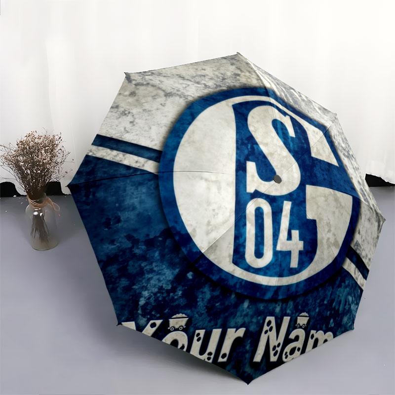 1 PC Automatic Folding Umbrella - FC Schalke 04 Custom Name Pattern, Portable & Foldable Design with 8 Ribs, Christmas Birthday Gifts