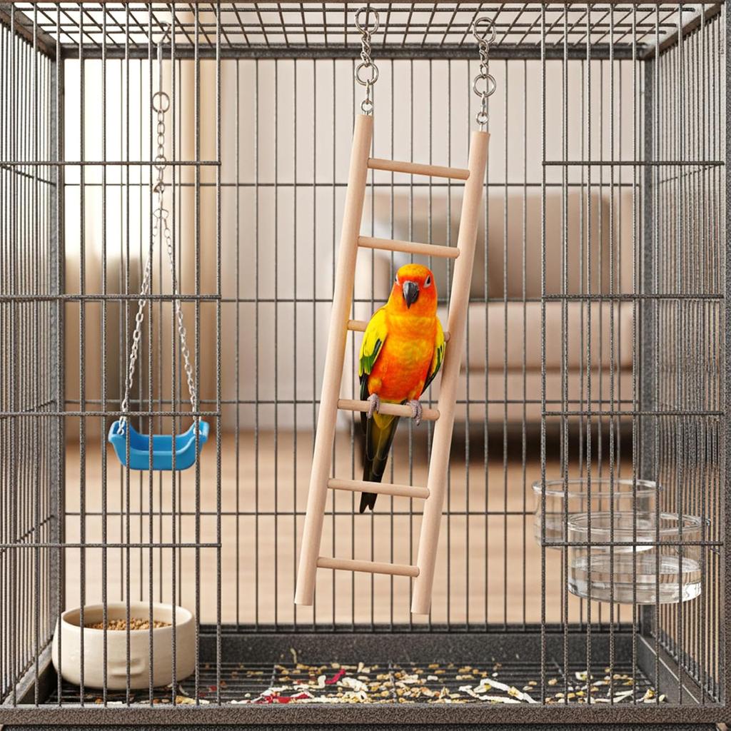 Bird Ladder for Cage, 3 PCS Bird Cage Ladder Wooden Hanging Parrot Wood Step Parakeet Ladders Climbing Small Wooden Ladders for Birds Parakeets