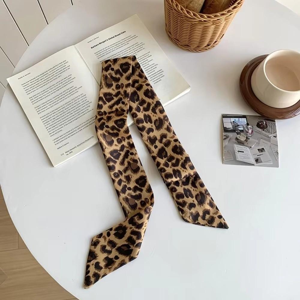 Leopard Print Slender Scarf Long Neck Scarf New Small Silk Scarf Bag Decoration