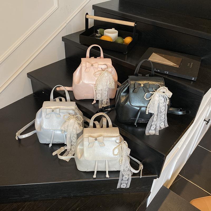 New Women's Small Backpack Bow Women's Backpack Korean Edition Fashion Personalized Commuter Backpack Multi Purpose Travel