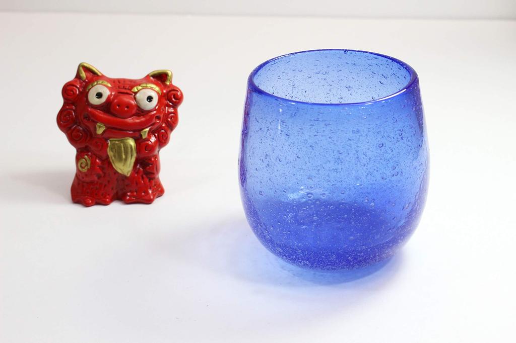 Minton Castle Enterprise New Instagrammable Tropical Style Bubbly Glass Blue Set of 6 [Commercial Set] (Large)