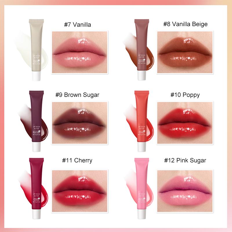 6Pcs Tinted Lip Butter Balm Set 6 Scents Shea Butter Lip Mask For Dry Lips 15g Each