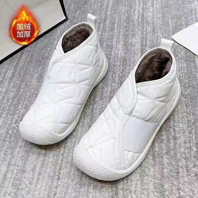 Foreign trade 2025 new snow cotton women's fashion velvet thickened casual warm flat bottom high top cotton shoes women
