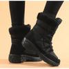 Women's Winter Fleece-Lined Insulated Snow Boots Round-Toe Casual High-Top Short Boots