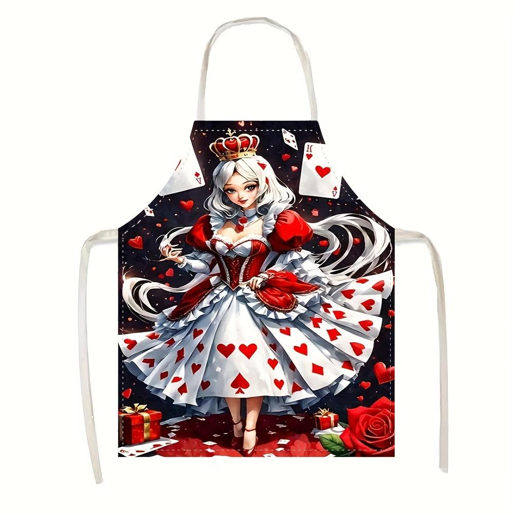 

1pc Queen of Hearts Apron Alice in Wonderland Theme Kitchen Baking Bib for Women 38X47cm(15X19in)