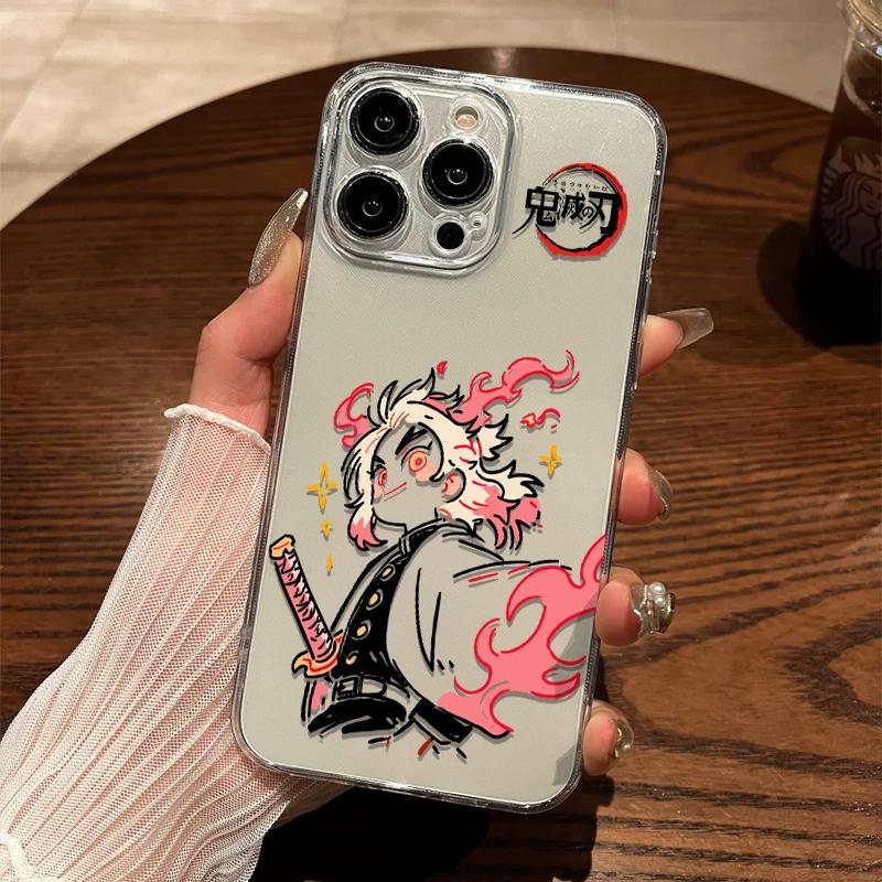 Demon Slayer Muichiro & Sanemi Chibi Clear TPU Phone Case For IPhone 15 Pro Max & Samsung Galaxy S24 Ultra, Shockproof Cover