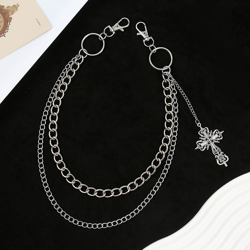 Personalized Metal Pants Chain with Cross Pendant - Hip Hop Rock Style Waist Accessory
