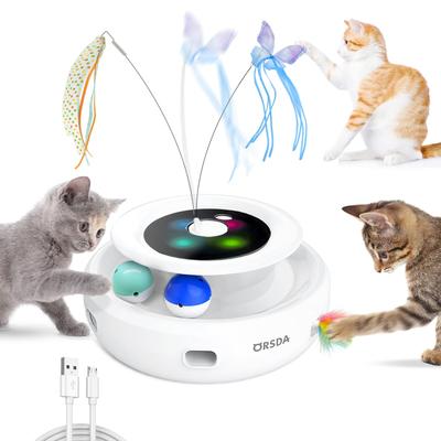 ORSDA Electric Cat Automatic Cat 6 Replaceable Natural 2000mAh Rechargeable Power Handmade Butterfly Cat Toy for Playing Relieve of Satisfy Hunting