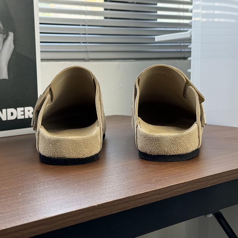 Big-headed lazy loafers men's summer one-pedal casual flat slippers Boken shoes 59901 beige-W