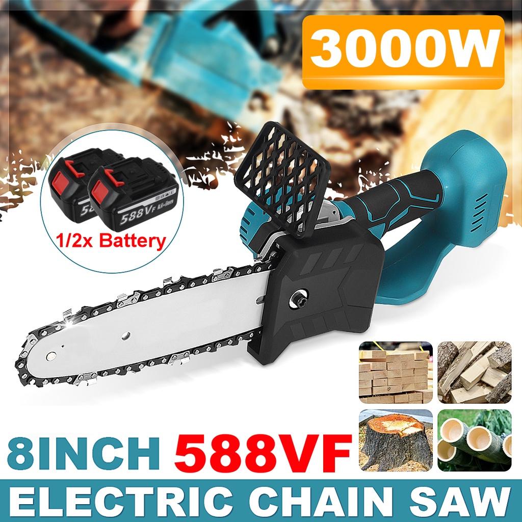 8inches 3000W Electric Chainsaw Bracket Cordless Chain Saw Wood Cutter Cutting Machine Woodworking Tools for 588VF  Battery