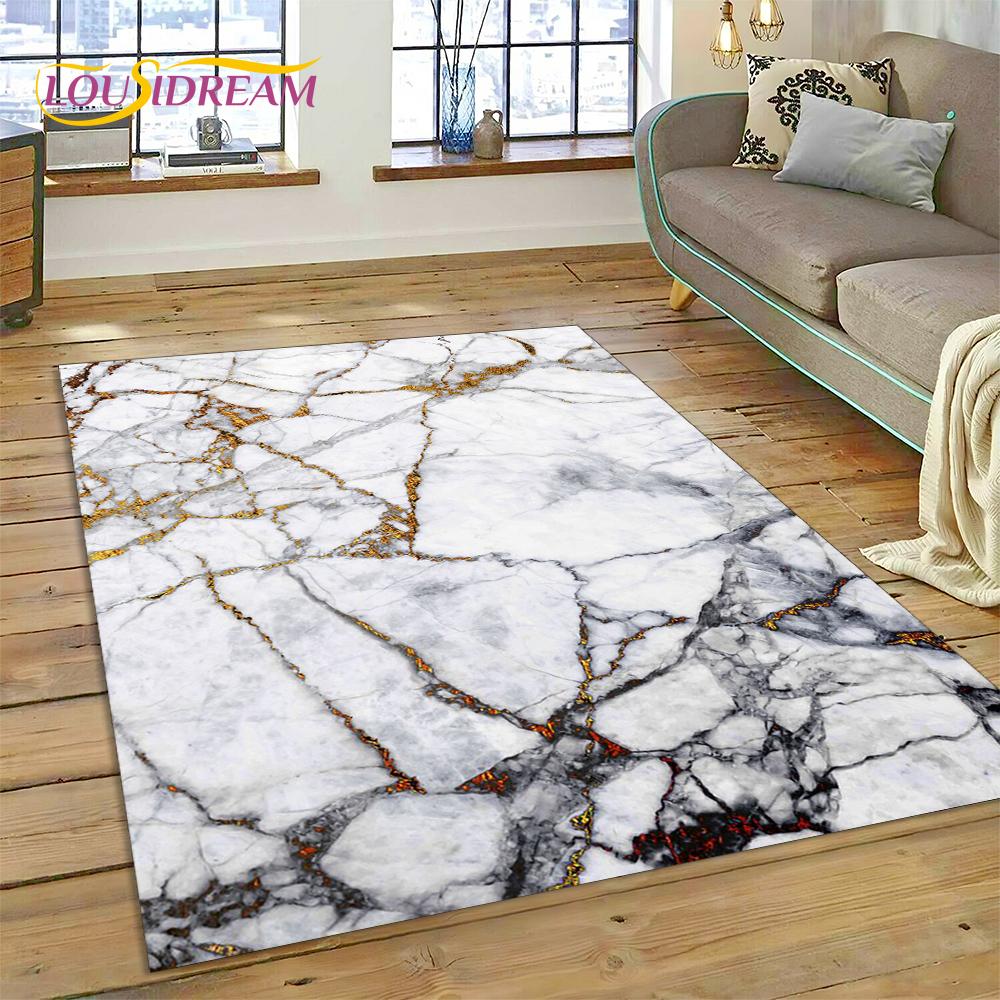 Dream Colour Marble Blue Green Gold Luxurious Carpet Rug for Home Living Room Bedroom Sofa Doormat Decor