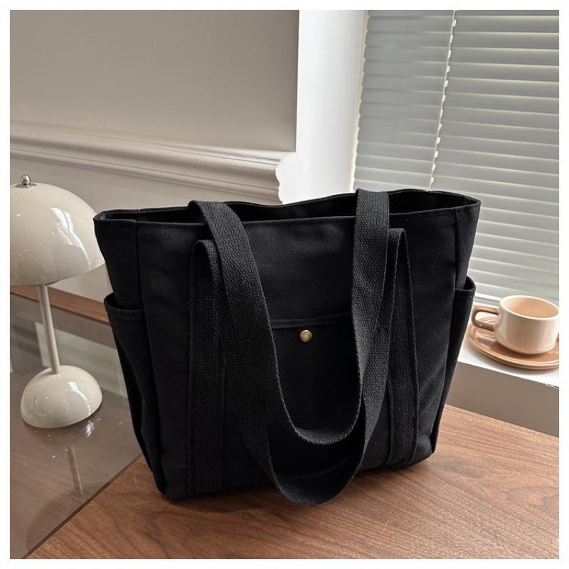 Minimalist Commuter All-match Large Canvas Tote Elegant Literary Shoulder Pouch Stylish Cloth Bag for College Students Classroom