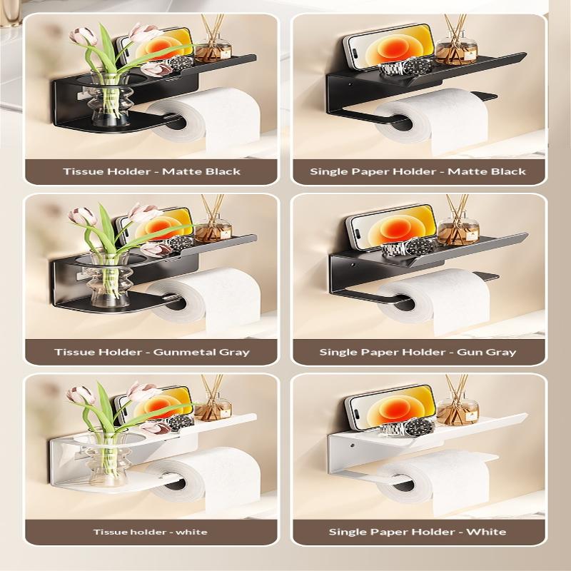 1Pc No-Drill Toilet Paper Holderphone Stand Metal Storage Rack Kitchen Towel Holder Seasoning Bottle Bathroom Wall Roll Paper