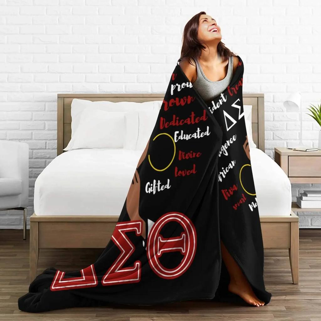 3D Print Delta Sorority Sigma Theta Dst Blanket Sofa Cover Throw Blanket Fleece Tapestry Warm Bed Blankets For Bedroom Couch