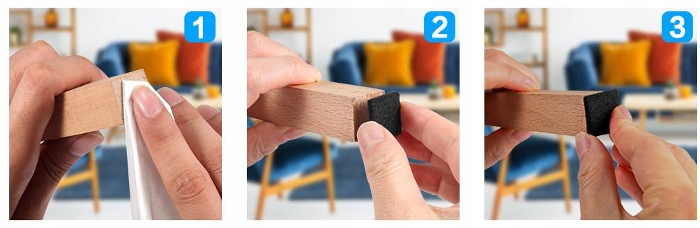 Felt pad for furniture chairs 12 PCS Self-adhesive felt black 3CM